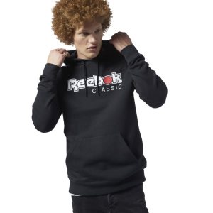 Reebok Classic International Red Button Kapuzenpullover Herren - Schwarz - DE 196-LDE